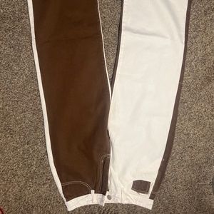 Brown & white straight leg mom Jean style pants